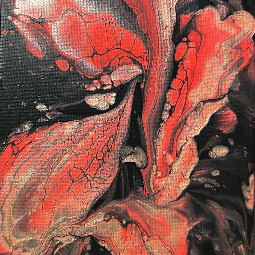 Art Acrylic Paint Pouring by Sylvia. 8x6 Canvas One of a kind.